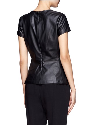 Back View - Click To Enlarge - THEORY - Round neck short-sleeve leather peplum top
