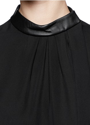 Detail View - Click To Enlarge - THEORY - Kyna leather collar blouse