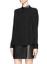 Front View - Click To Enlarge - THEORY - Kyna leather collar blouse