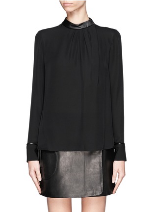 Main View - Click To Enlarge - THEORY - Kyna leather collar blouse