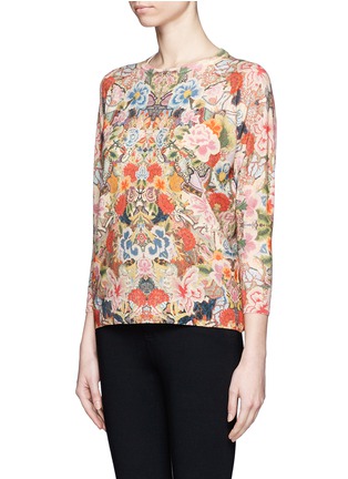 Front View - Click To Enlarge - ALEXANDER MCQUEEN - Floral embroidery print sweater