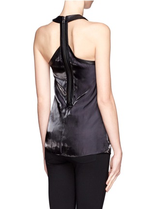 Back View - Click To Enlarge - HELMUT LANG - Liquid sheen draped racer tank top