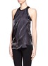 Front View - Click To Enlarge - HELMUT LANG - Liquid sheen draped racer tank top