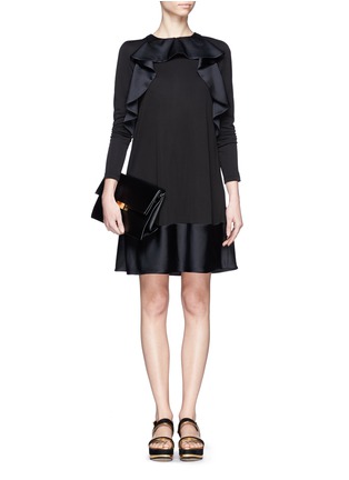 Front View - Click To Enlarge - CHLOÉ - Ruffle satin-panel dress