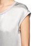 Detail View - Click To Enlarge - HELMUT LANG - Leather trimmed collar and sleeve satin top