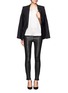 Figure View - Click To Enlarge - HELMUT LANG - Leather trimmed collar and sleeve satin top