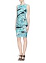 Front View - Click To Enlarge - EMILIO PUCCI - Sleeveless ruched capri print dress
