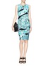 Figure View - Click To Enlarge - EMILIO PUCCI - Sleeveless ruched capri print dress