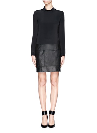 Main View - Click To Enlarge - THEORY - Leather combo turtleneck shift dress