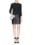 Figure View - Click To Enlarge - THEORY - Leather combo turtleneck shift dress