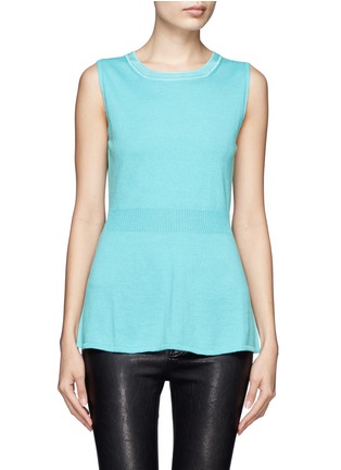 Main View - Click To Enlarge - ARMANI COLLEZIONI - Rib-trimmed waist cotton-cashmere blend knitted top 