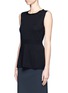 Front View - Click To Enlarge - ARMANI COLLEZIONI - Rib-trimmed waist cotton-cashmere blend knitted top 