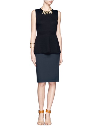 Figure View - Click To Enlarge - ARMANI COLLEZIONI - Rib-trimmed waist cotton-cashmere blend knitted top 