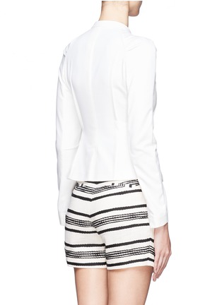 Back View - Click To Enlarge - ARMANI COLLEZIONI - Pleated sleeve pintucked cotton-blend jacket