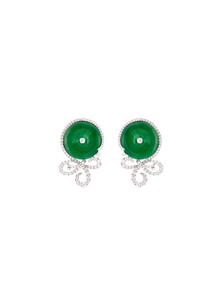 Main View - Click To Enlarge - SAMUEL KUNG - Diamond jade swirl earrings