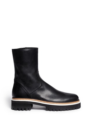 Main View - Click To Enlarge - ANN DEMEULEMEESTER - Tread sole leather ankle boots