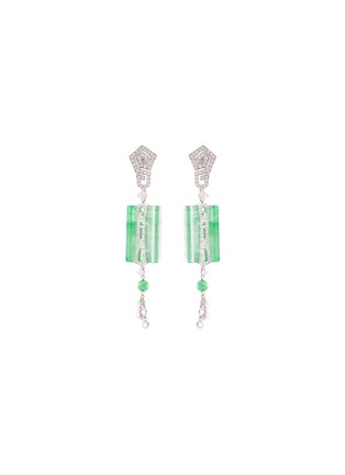 Main View - Click To Enlarge - SAMUEL KUNG - Diamond jade 18k white gold earrings