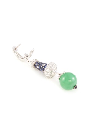 Detail View - Click To Enlarge - SAMUEL KUNG - Diamond sapphire jade 18k white gold earrings