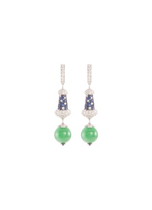 Main View - Click To Enlarge - SAMUEL KUNG - Diamond sapphire jade 18k white gold earrings