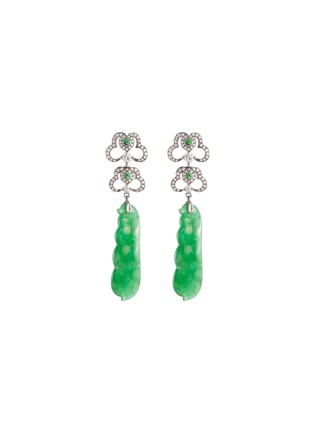 Main View - Click To Enlarge - SAMUEL KUNG - Diamond garnet jade 18k white gold earrings