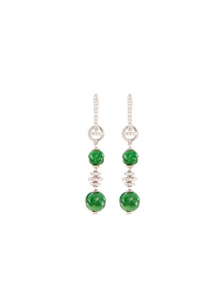 Main View - Click To Enlarge - SAMUEL KUNG - Jadeite Diamond 18K White Gold Drop Earrings