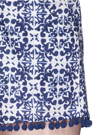 Detail View - Click To Enlarge - FIGUE - 'Maja' Madeira Tile print pompom shorts