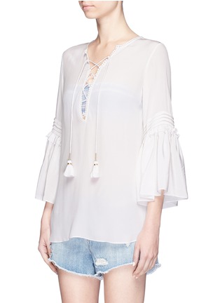 Front View - Click To Enlarge - FIGUE - 'Poet' lace-up silk blouse