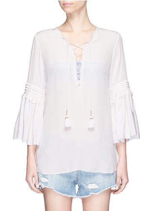 Main View - Click To Enlarge - FIGUE - 'Poet' lace-up silk blouse