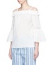 Front View - Click To Enlarge - FIGUE - 'Anita' tassel ruffled cold shoulder cotton top