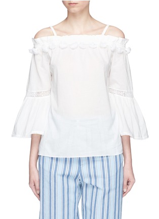 Main View - Click To Enlarge - FIGUE - 'Anita' tassel ruffled cold shoulder cotton top