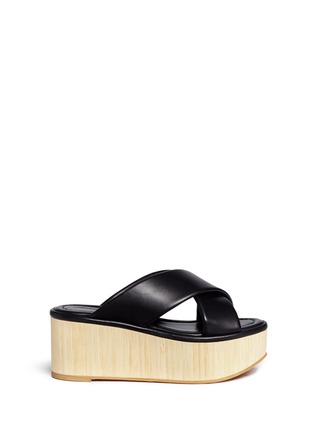 Main View - Click To Enlarge - CLERGERIE - 'Ficeb' padded leather wedge platform sandals