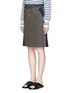 Front View - Click To Enlarge - SACAI - Pleated insert paperbag waist twill skirt