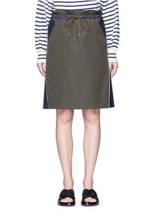 Main View - Click To Enlarge - SACAI - Pleated insert paperbag waist twill skirt