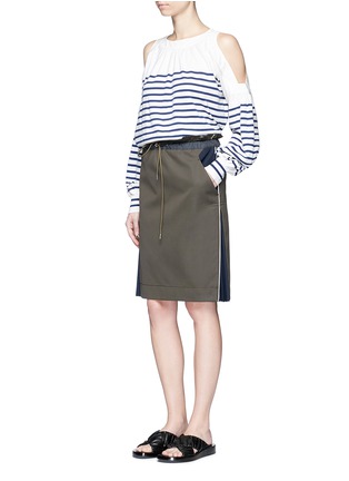 Figure View - Click To Enlarge - SACAI - Pleated insert paperbag waist twill skirt