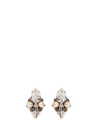 Main View - Click To Enlarge - ERICKSON BEAMON - 'Born Again' glass pearl crystal stud earrings