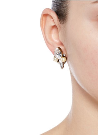 Figure View - Click To Enlarge - ERICKSON BEAMON - 'Born Again' glass pearl crystal stud earrings