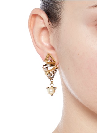 Figure View - Click To Enlarge - ERICKSON BEAMON - 'Bermuda Triangle' glass pearl earrings