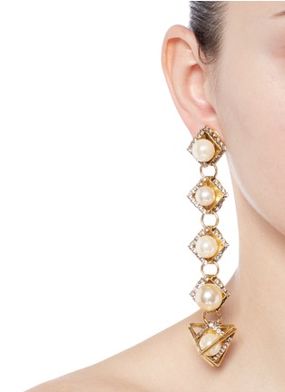 Figure View - Click To Enlarge - ERICKSON BEAMON - 'Bermuda Triangle' glass pearl drop earrings