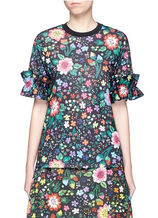 Main View - Click To Enlarge - VICTORIA, VICTORIA BECKHAM - Ruffle floral print T-shirt