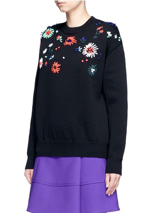 Front View - Click To Enlarge - VICTORIA, VICTORIA BECKHAM - Flower embroidered sweater