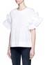 Front View - Click To Enlarge - VICTORIA, VICTORIA BECKHAM - Ruffle sleeve cotton T-shirt