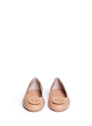Front View - Click To Enlarge - TORY BURCH - 'Minnie Travel' leather ballet flats