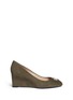 Main View - Click To Enlarge - TORY BURCH - 'Luna' metal logo suede wedge pumps