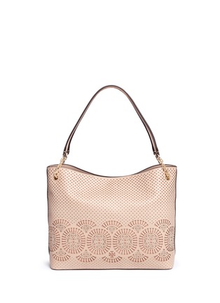 Main View - Click To Enlarge - TORY BURCH - 'Zoey' floral perforated leather tote