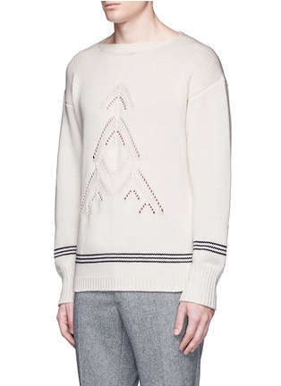 Front View - Click To Enlarge - TOMORROWLAND - Archer eyelet stripe knit wool sweater