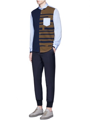 Figure View - Click To Enlarge - TOMORROWLAND - Stripe knit front cotton shirt
