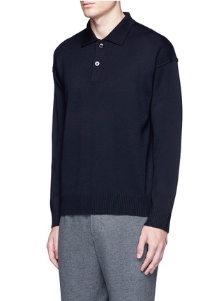 Front View - Click To Enlarge - TOMORROWLAND - Wool-Mohair long sleeve tricot knit polo sweater