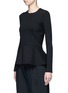 Front View - Click To Enlarge - THE ROW - 'Mel' scuba jersey peplum long sleeve top