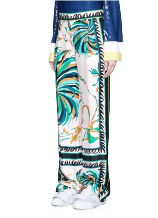 Front View - Click To Enlarge - EMILIO PUCCI - Cactus flower print silk pyjama pants
