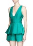 Front View - Click To Enlarge - C/MEO COLLECTIVE - The Night' V-neck pleated peplum top